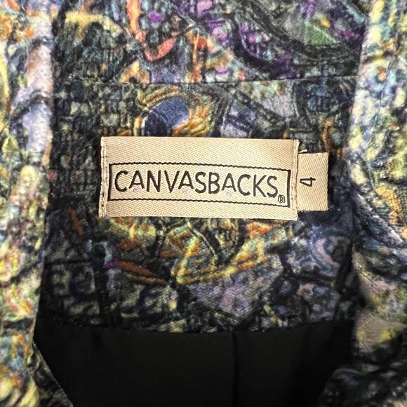 Vintage Canvasbacks Velvet Tapestry Blazer 4 USA Made Baroque Rhinestone Jacket - Picture 15 of 15